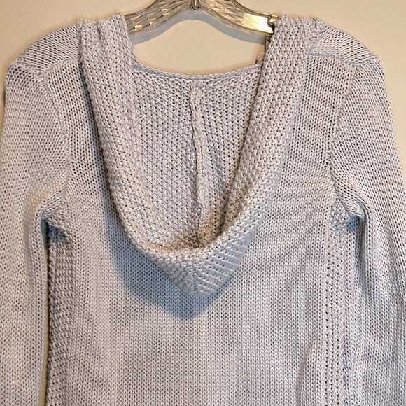 Catherine Malandrino Pale Blue Hoodie Sweater w Kangaroo Pocket - Picture 3 of 4